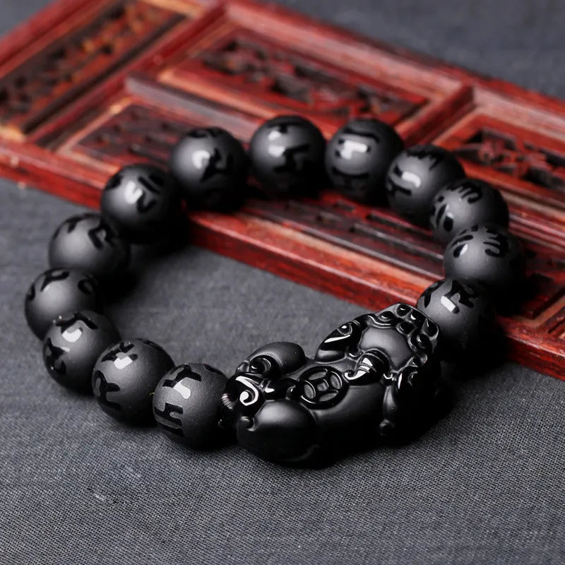 Natural Obsidian Fengshui Pixiu Beaded BraceletBracelet