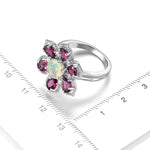 Natural Rhodolite Garnet Opal Sterling Silver Rings 3.8 Carats Genuine Gemstone Multicolor Fine Jewelry Women Exquisite Gifts