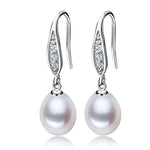 Real Grey Freshwater Pearl Earrings For Women,925 Silver Pearl Drop Earring Wife Mother Valentine's Day Birthday Giftwhite pearl earring