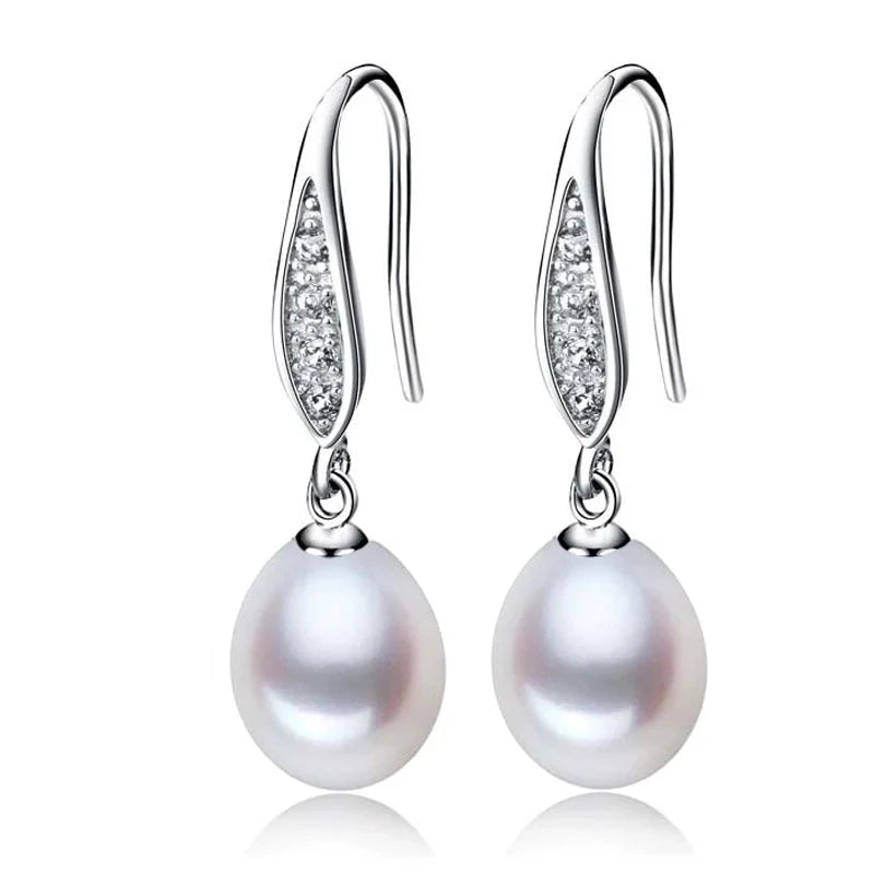 Real Grey Freshwater Pearl Earrings For Women,925 Silver Pearl Drop Earring Wife Mother Valentine's Day Birthday Giftwhite pearl earring