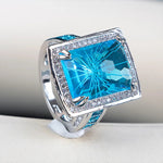 Sapphire Square Cut 925 Sterling Silver RingRing