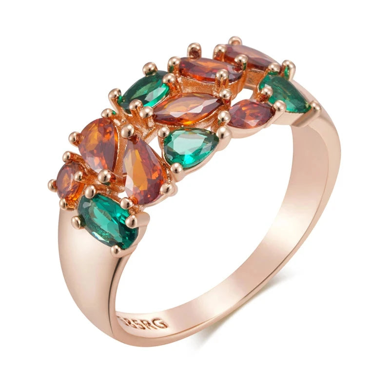 Multi Stone Natural Zircon Rose Gold Rings for WomenZ12837