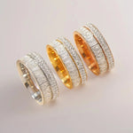 8MM Luxury Zircon Stainless Steel Finger Ring For Women