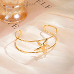 Skyrim Starfish Double Layer Cuff Bracelet Women Stainless Steel Gold Color Open Bangle Fashion Summer Beach Jewelry Gift