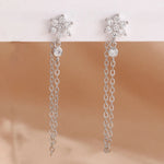 Luxury Stainless Steel Star Dangle Earrings For Womensilver-white-2PCS 2