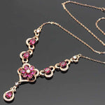 Ruby Elegant Flower Rose Gold NecklaceNecklace