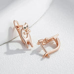 585 Rose Gold Cat Earrings For Women