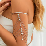 Boho Crystal Pendant Cuff Open BanglesSilver Color 2CHINA