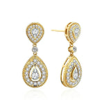 Gold CZ Teardrop Earrings for WomenE4070