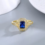 5*7mm Sapphire Gemstone Ring Hollowed-out 925 Sterling Silver Rings