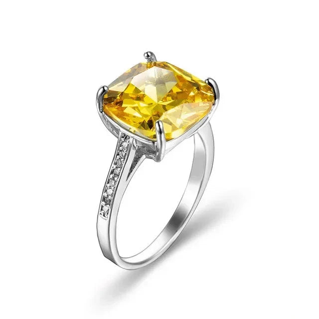 Luxury 925 Sterling SIlver Blue/Yellow Zircon Circle Round