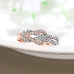 Rose Gold Luxury Two-Tone Knot Ring for Women