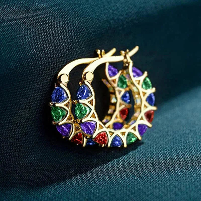 Brilliant Round Zirconia Hoop Earrings Circle Versatile LookE4386