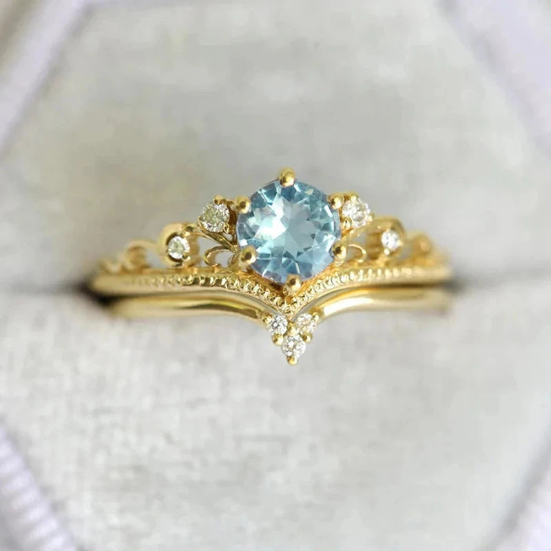 2Pcs Cubic Zirconia Elegant Rings for WomenT09106