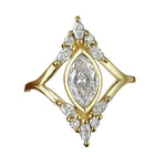 Geometric Shaped Gold Color Cubic Zirconia RingT01179