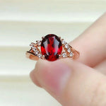 Silver Diamond Ruby Oval Adjustable Ladies Ring