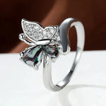 Multi-Colored Cubic Zirconia Butterfly Ring for Women