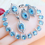 Purple Zircon Silver 925 Jewelry Sets4PCS-Sky Blue6