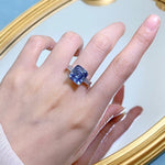 10*11mm Sapphire and Diamond 925 Sterling Silver RingRing