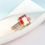 Gold Plated Tourmaline Color CZ Ring for Women