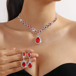 Luxury Necklace Earrings For Women Water Drop Pendantred