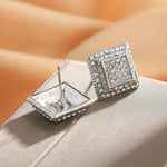 Fashion Gold Color Iced Out Square Bling Stud EarringM327