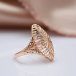 Antique Brass Marquise Lathes-carved Ring for Women