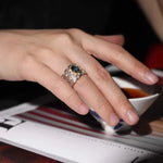 925 Sterling Silver Topaz Ring Lace Hollowing