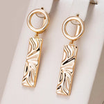 Wbmqda Irregular Geometric Glossy Long Drop Earrings For Women 585 Rose Gold Color Fashion Elegant Daily Fine Jewelry Gifts