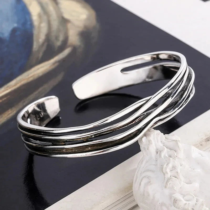 Retro Wave Braided Bracelets 925 Sterling Silver