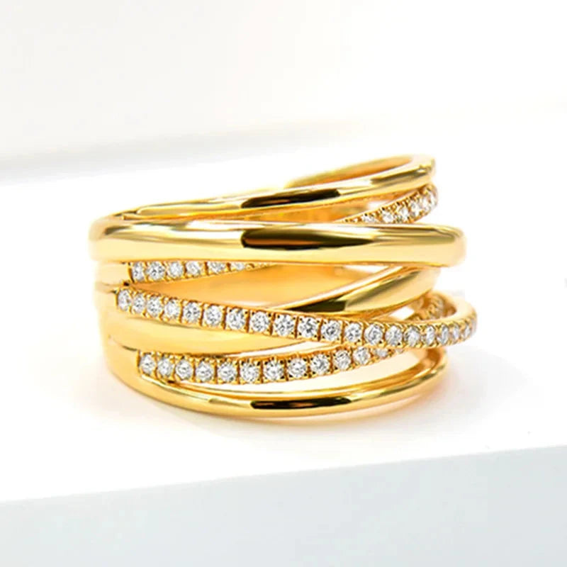 Women's Geometric Cross Line Ring – Light Luxury