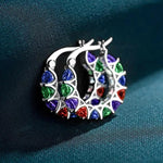 Brilliant Round Zirconia Hoop Earrings Circle Versatile LookE4385