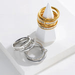 Stainless Steel Jewelry 4pcs Luxury Zircon Stack Rings
