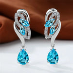 Luxury Crystal Clip Earrings for WomenLight Blue