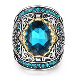 European & American Aquamarine Oval Gem Ring