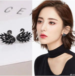Elegant Rhinestone Black Swan Earrings for Women