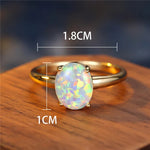 White Fire Opal Stone Engagement Ring Yellow Gold