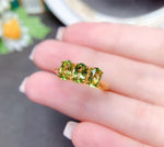 3 Oval Peridot Stones Gold Plated 925 Silver RingRing