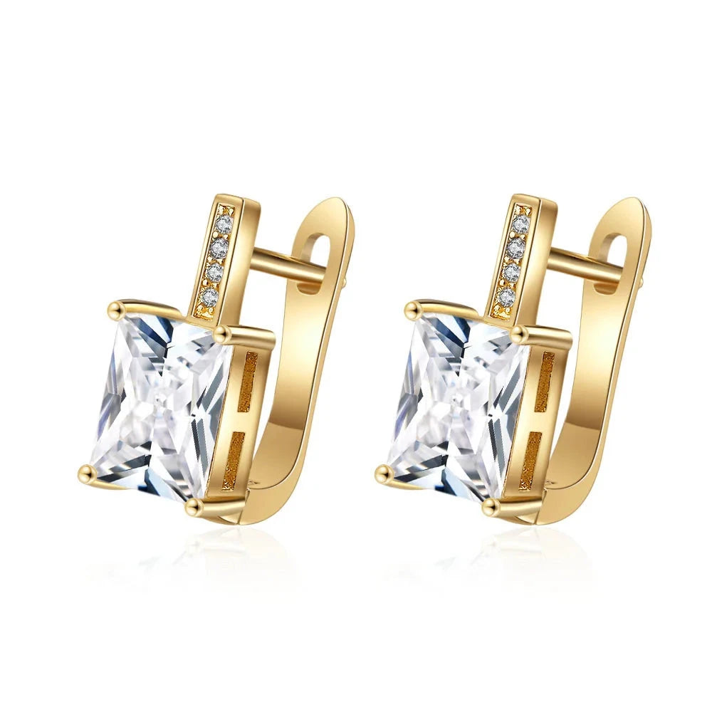925 Sterling Silver Earrings Inlaid CZ Sparkling Women's