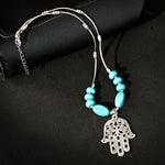 2024 Ethnic Hand Pendant Necklace Vintage TurquoisesNA2398