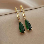 Luxury Green Crystal Drop Earrings – Women's Anniversary GiftE2557