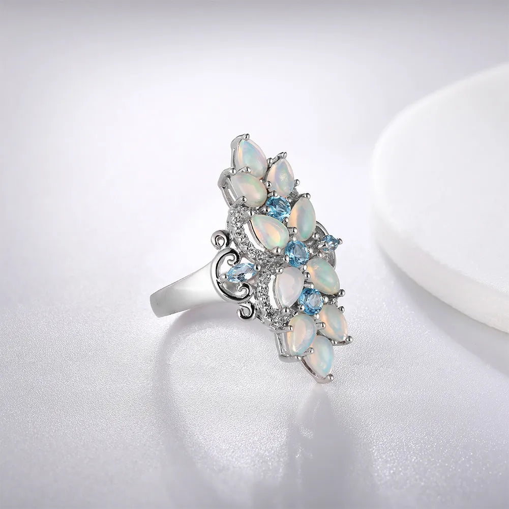Pear Opal Gemstone 925 Sterling Silver RingRing