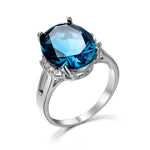 Fashion for Women Crystal Blue Stone Ring 925 Sterling Silver Love Round Zircon17