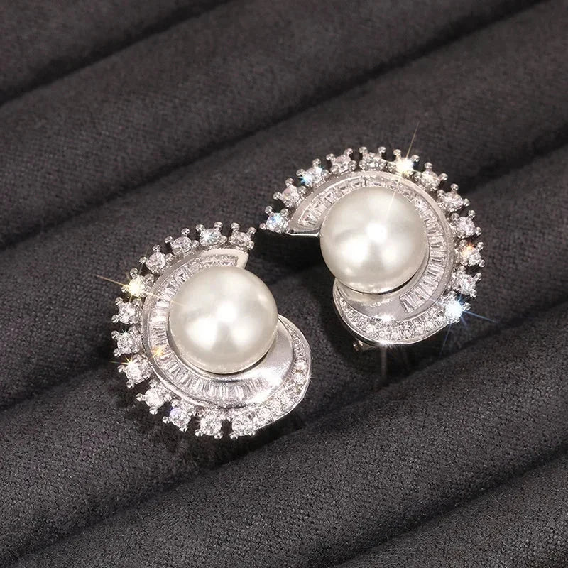 Light Luxury Geometric Imitation Pearl Earrings for Women