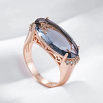 585 Rose Gold Grey Big Oval Zircon Women's Ring