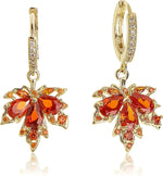 Rhinestone Leaf Hoop Earrings for WomenMaple Leaf