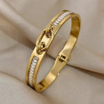 Gold-Plated Stainless Steel Diamond Bracelet
