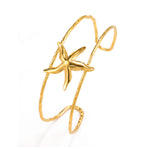 Skyrim Starfish Double Layer Cuff Bracelet Women Stainless Steel Gold Color Open Bangle Fashion Summer Beach Jewelry GiftStyle B Gold ColorAdjustable