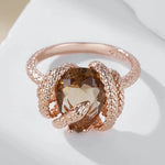 Snake Rose Gold With Brown Natural Zircon Ring for Women