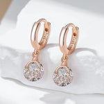 585 Rose Gold Zircon Drop Earrings for Women